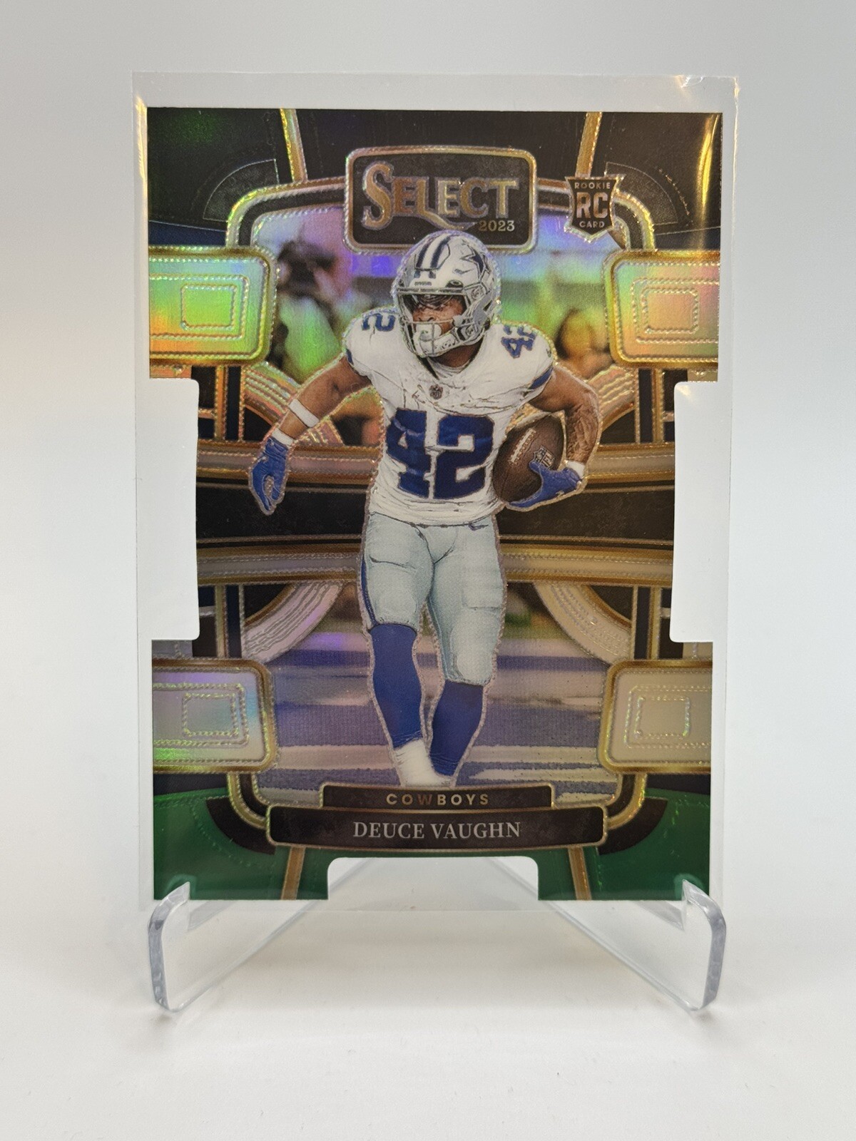 2023 Panini Select DEUCE VAUGHN RC Black Green PRIZM Die Cut #28 Cowboys Rookie