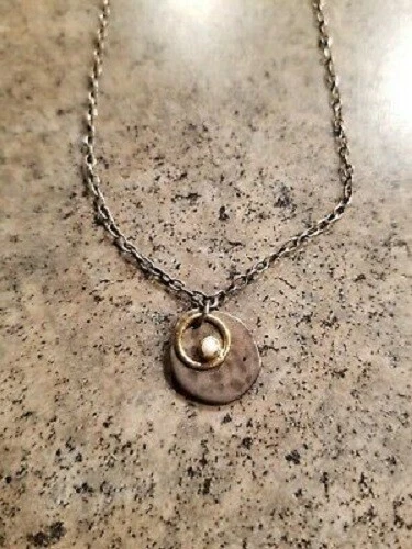 Collar SILPADA 925 Oxidado Martillado Plata de Ley Concha de Río Bronce N1671 Foto 2 de 4