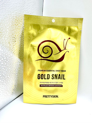 PRETTY SKIN - KOREAN FACE MASK: Premium Essential Sheet Mask Gold Snail.
