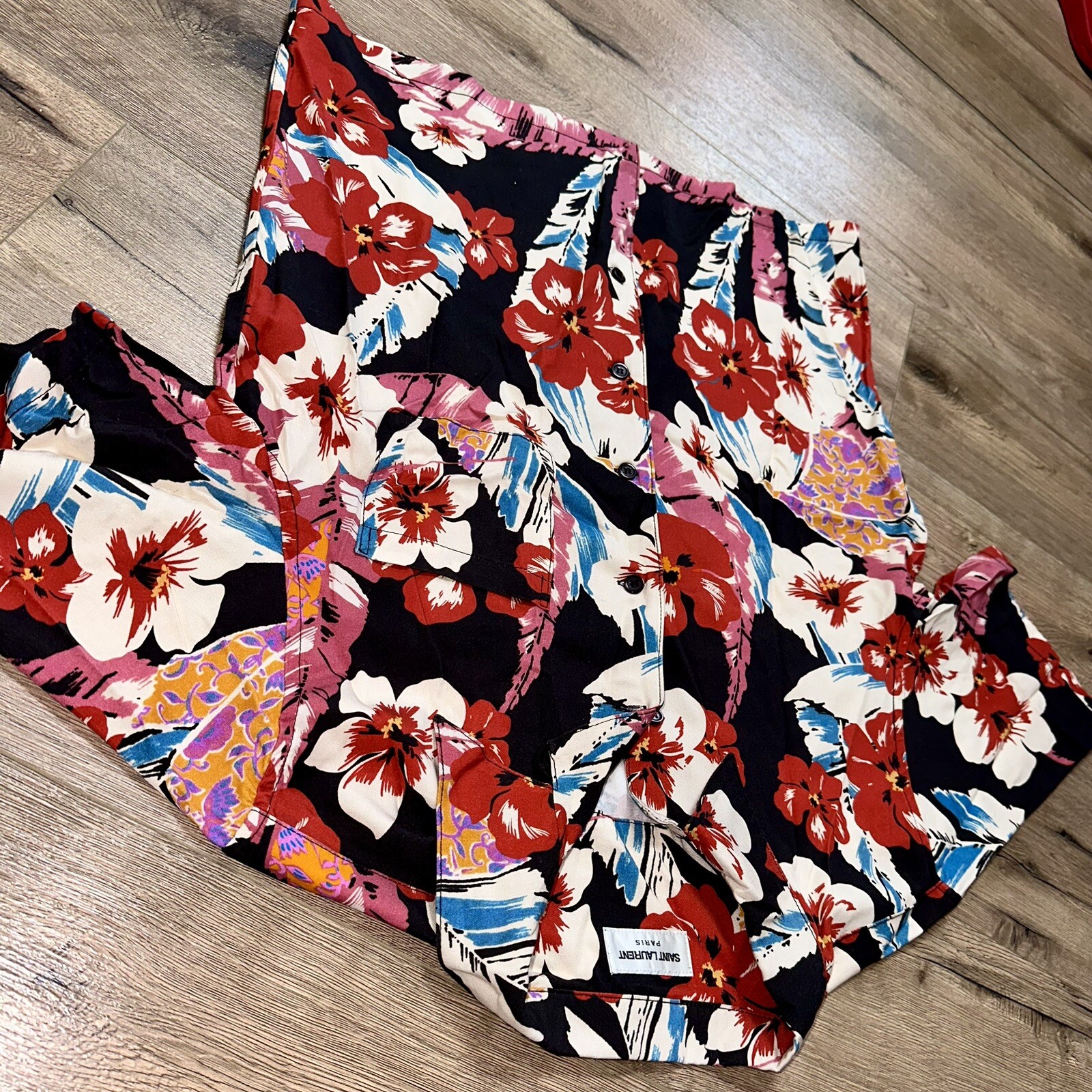 100% autentico Camicia da bowling Saint Laurent Paris hawaiian taglia S come NUOVA