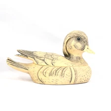 ARTEK VTG 1984 Handcrafted Polymer Scrimshaw Duck Trinket Dish Signed USA EUC
