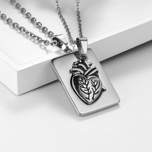 2pcs Couples Men Women Stainless Steel Dog Tag Heart Puzzle Pendant Necklace Set - Picture 8 of 25
