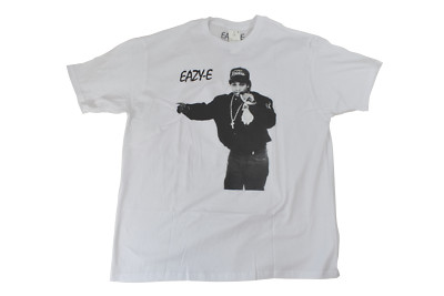 Eazy-E Mens Rapper Eazy E With Microphone Graphic White Tee Shirt New XL, 2XL