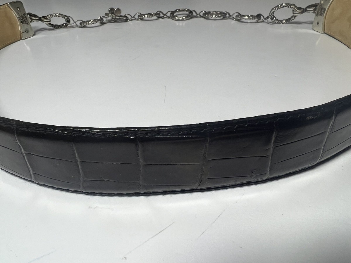 ❤️1997 B&C BARSE DALLAS Croc Belt Collection Genuine Italian Leather Sz M 35-39 Men main image 3