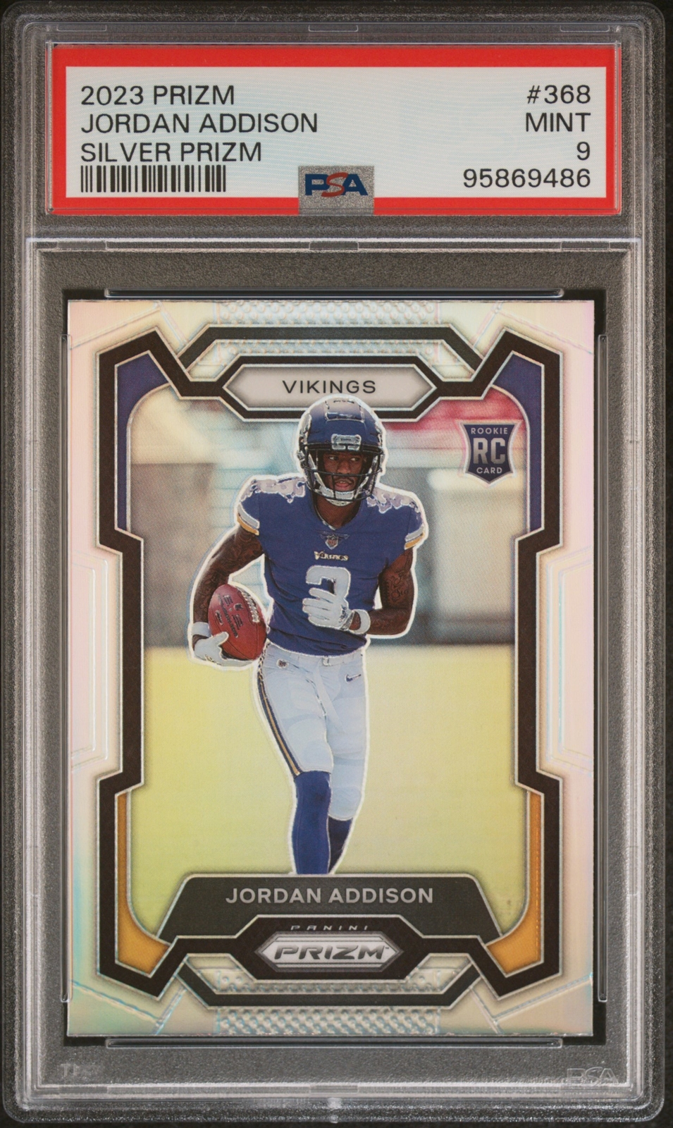 Jordan Addison 2023 Panini Prizm #368 Silver Prizm PSA 9