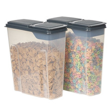 DRY FOOD CONTAINER BINS 2 Pack Cereal Keeper 24 Cup Canister with Lid