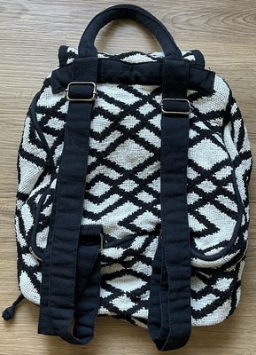 Roxy Drifter Rucksack Woven Boho Drawstring Black & White 