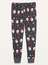 Old Navy Woman's NWT Size SMALL Cocoa Santa Gray Jogger Flannel Pajama Pants