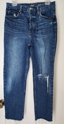 Old Navy Women's Distressed Sky-Hi Extra High Rise Button Fly Jeans Size 10