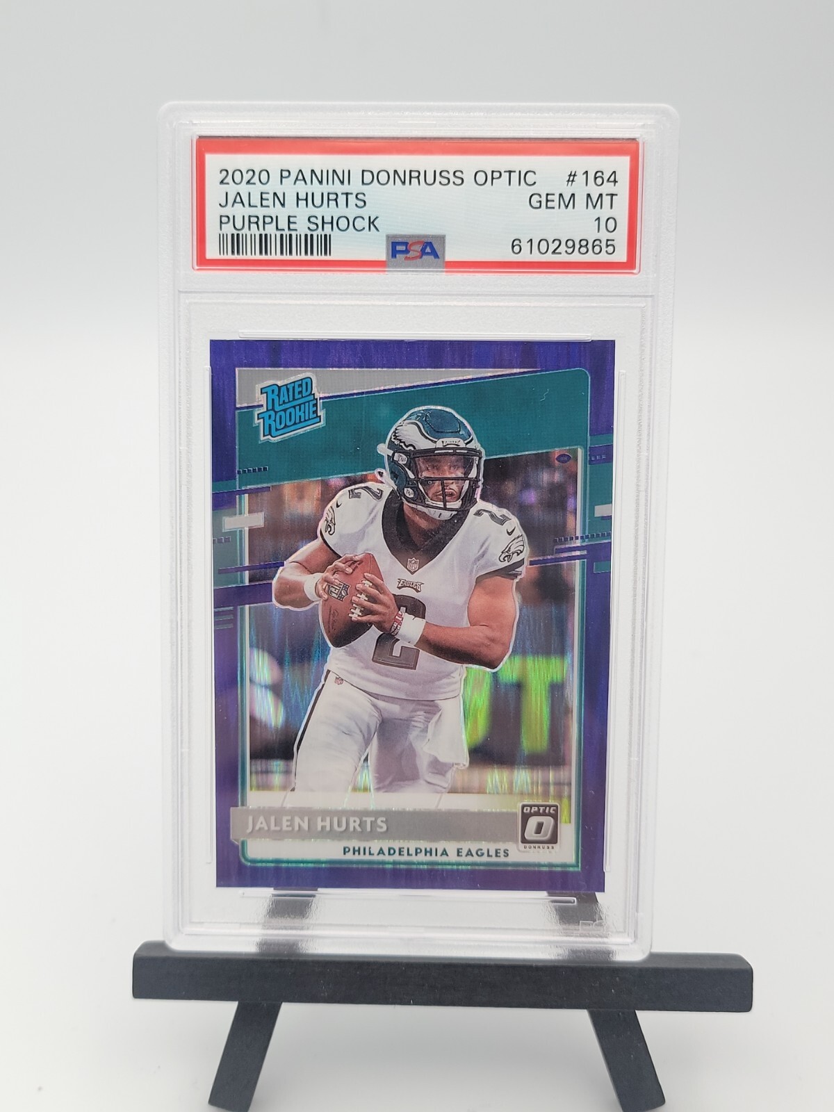 Jalen Hurts 2020 Donruss Optic Purple Shock RC Card #164 PSA 10 Eagles