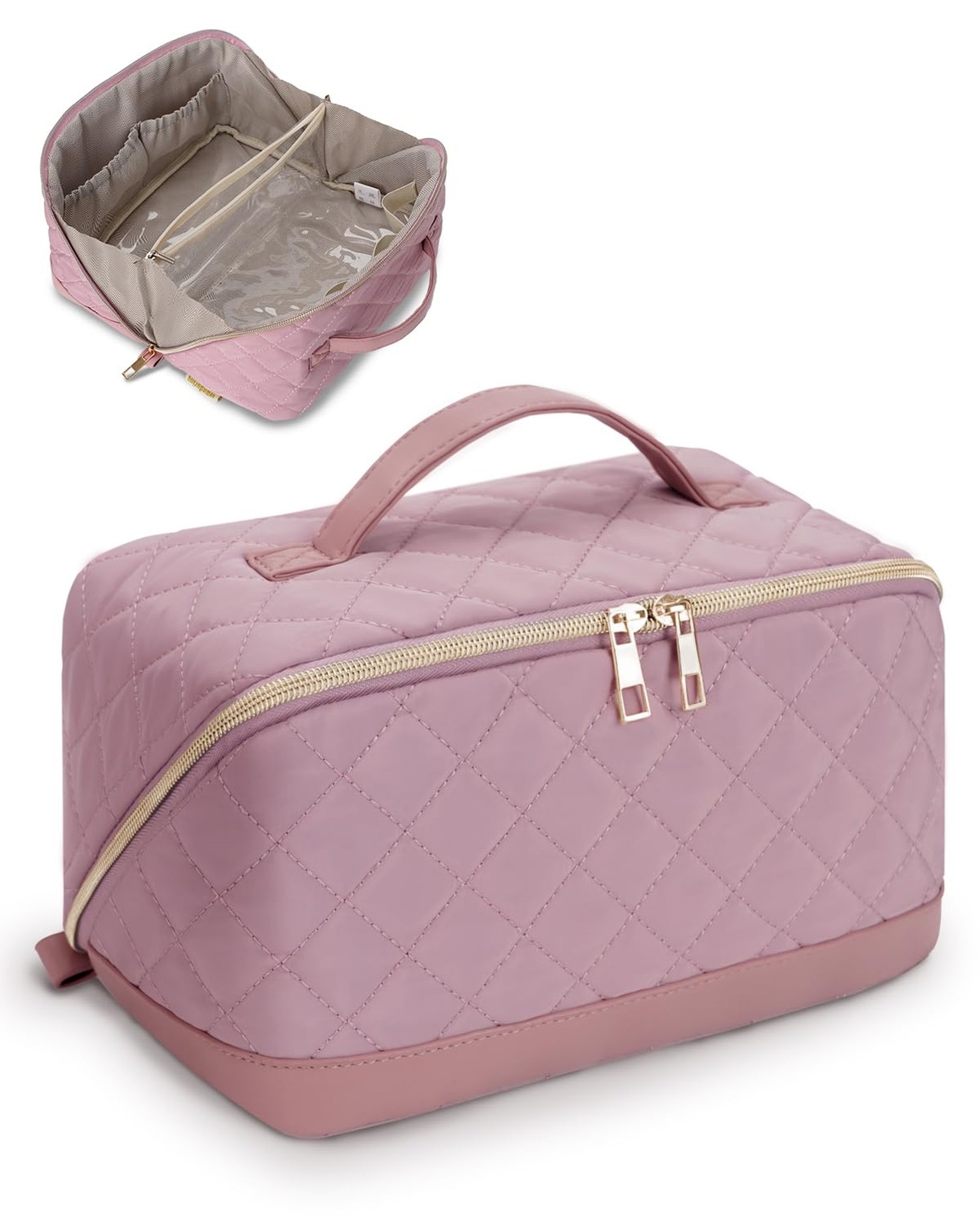 Eco-Friendly Travel Makeup Bag with Large Capacity and Wide Opening