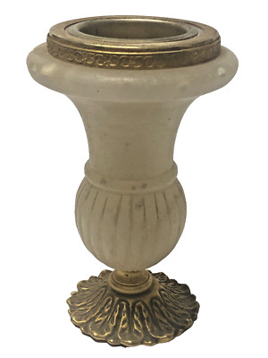 Alabaster 4.5'' tall with brass base and top Might be for candle Beautiful shape