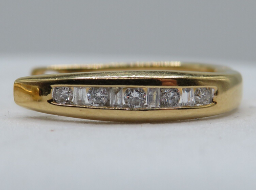 14K YELLOW GOLD ELOGATED HINGED HOOP EARRINGS w 10 RBC & 8 BAGUETTE DIAMONDS* - Picture 14 of 16
