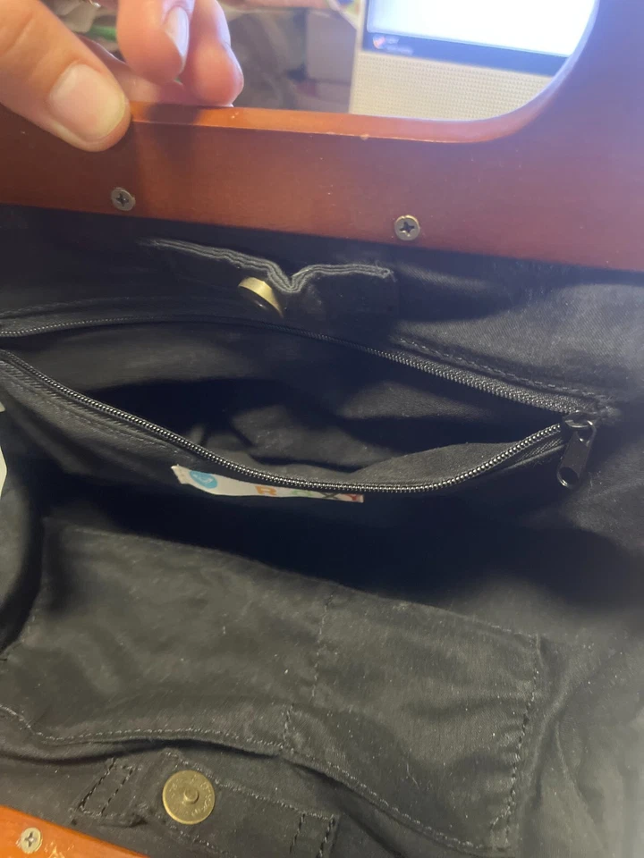 Bolso/cartera vintage a cuadros con mango de madera roxy para mujer Foto 4 de 4