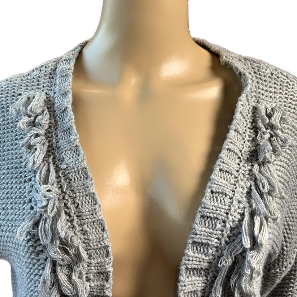 Кардиган женский Charlotte Russe серый вязаный с открытой передней частью коттеджкор размер Lg - Изображение 2 из 4