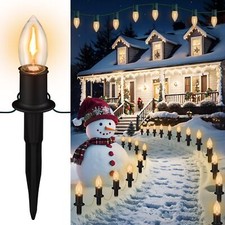 C9 Christmas Pathway Lights Outdoor LED - 24.2 Feet String Lights with 20 Bul...