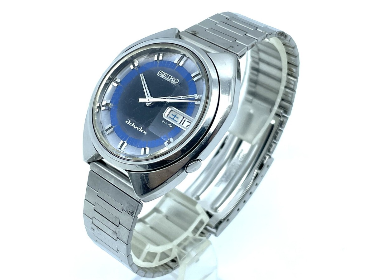 Vintage SEIKO Advan Automatic Watch 9-sided Blue cut glass Vintage SEIKO Advan Automatic Watch 9-sided Blue cut glass