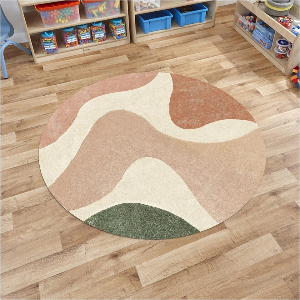 Rug Hand Tufted 100% Wool Area Rug Round Handmade Carpet for Room Livingroom - Image 2 of 4