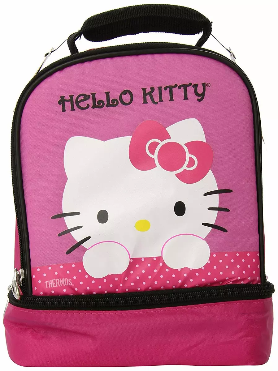 Thermos Lunch Kit Bag Hello Kitty Girls Kids Pink Dual Compartment  Insulated