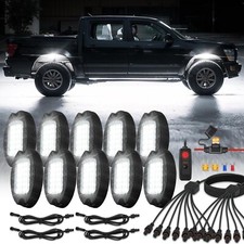 10Pods Metal Bright Pure White LED Rock Lights Kit with Switch Wiring Harness...
