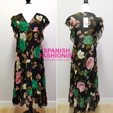 ZARA WOMAN NWT FLORAL PRINTED DRESS  MIDI RUFFLED SIZE XS-S 2157/282 SALE