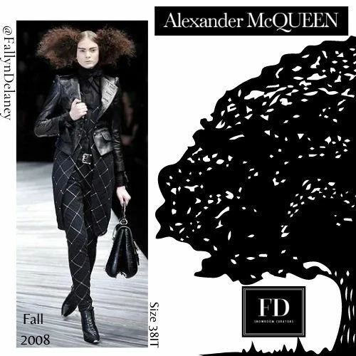 Cappotto Alexander McQueen passerella editoriale pelle e lana autunno inverno 2008 taglia 38IT