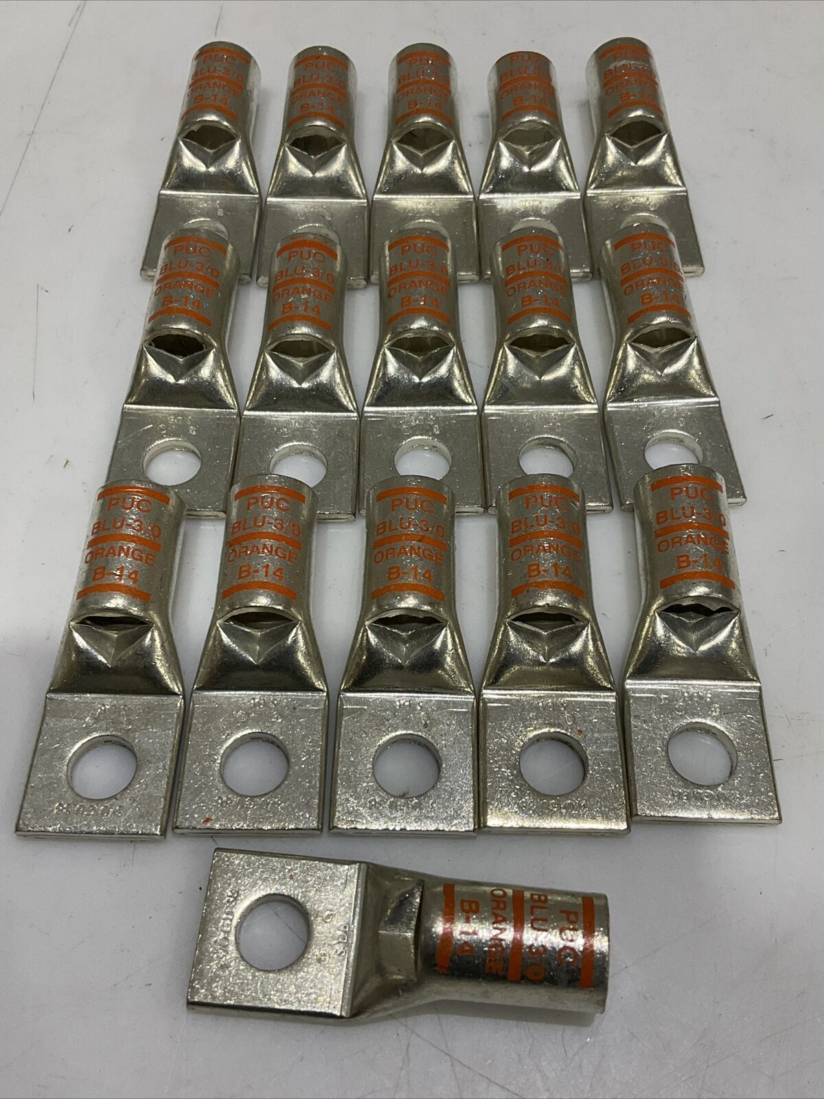 PENN-UNION CORP BLU-3/0 B-14 LUG COMPRESSION 3/8” 1 HOLE ORANGE LOT OF 16 373