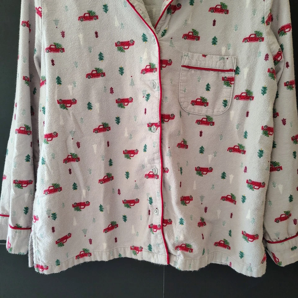 Charter Club Women's Holiday 100% Cotton Flannel Pajama Set Sz M Christmas Truck - Image 4 of 4