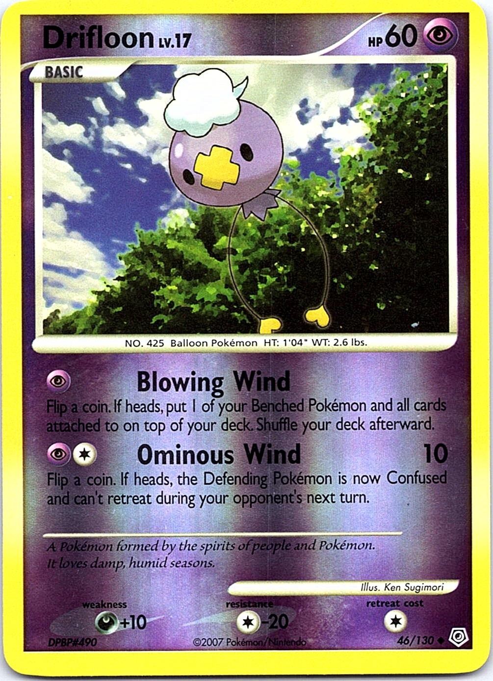 Drifloon 46/130 Uncommon Diamond & Pearl Pokemon Reverse Holo Near Mint