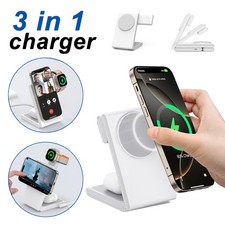 3 in 1 Wireless Charger Charging Station for Apple Watch iPhones 16 15 14 13 12