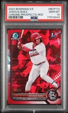 2022 Bowman Chrome Sapphire Joshua Baez RED REFRACTOR RC PSA 10 /10