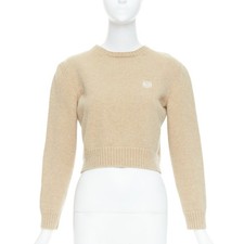 LOEWE camel anagram wool blend crew cropped sweater L