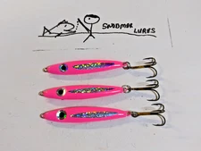  3 - 3/4 oz weight Minnow Fishing Jigging Casting Lead Spoon Lures Pink   