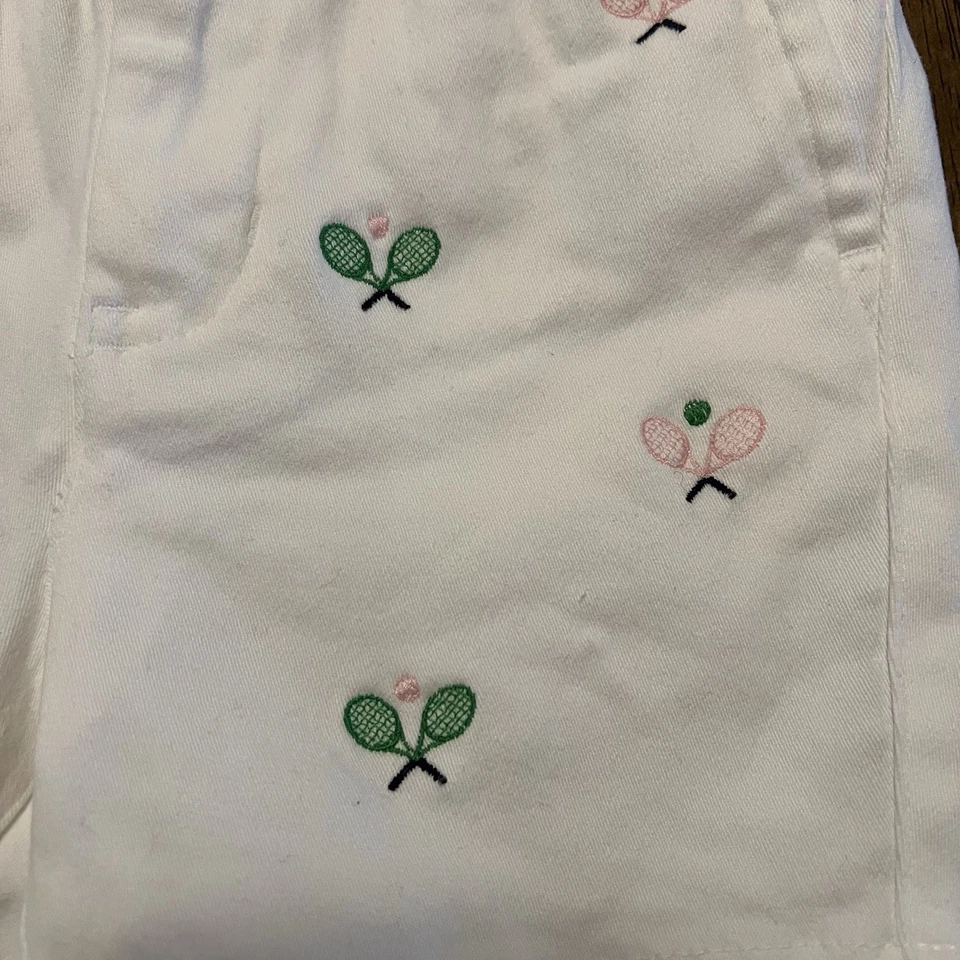 Pantalones Cortos Janie & Jack Bebé Sarga Pull On Tenis Bordados Talla 6-12 Meses Foto 3 de 4