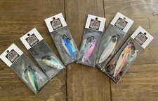 (6)Slow Pitch Jigs Fishing Lures 25g-80g Sinking Metal glow Micro Jigging Bait