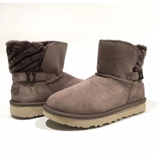 UGG ADRIA CLASSIC MINI BOOTS -STORMY GRAY SUEDE / SHEEPSKIN Ugg Boot Gray Bootie