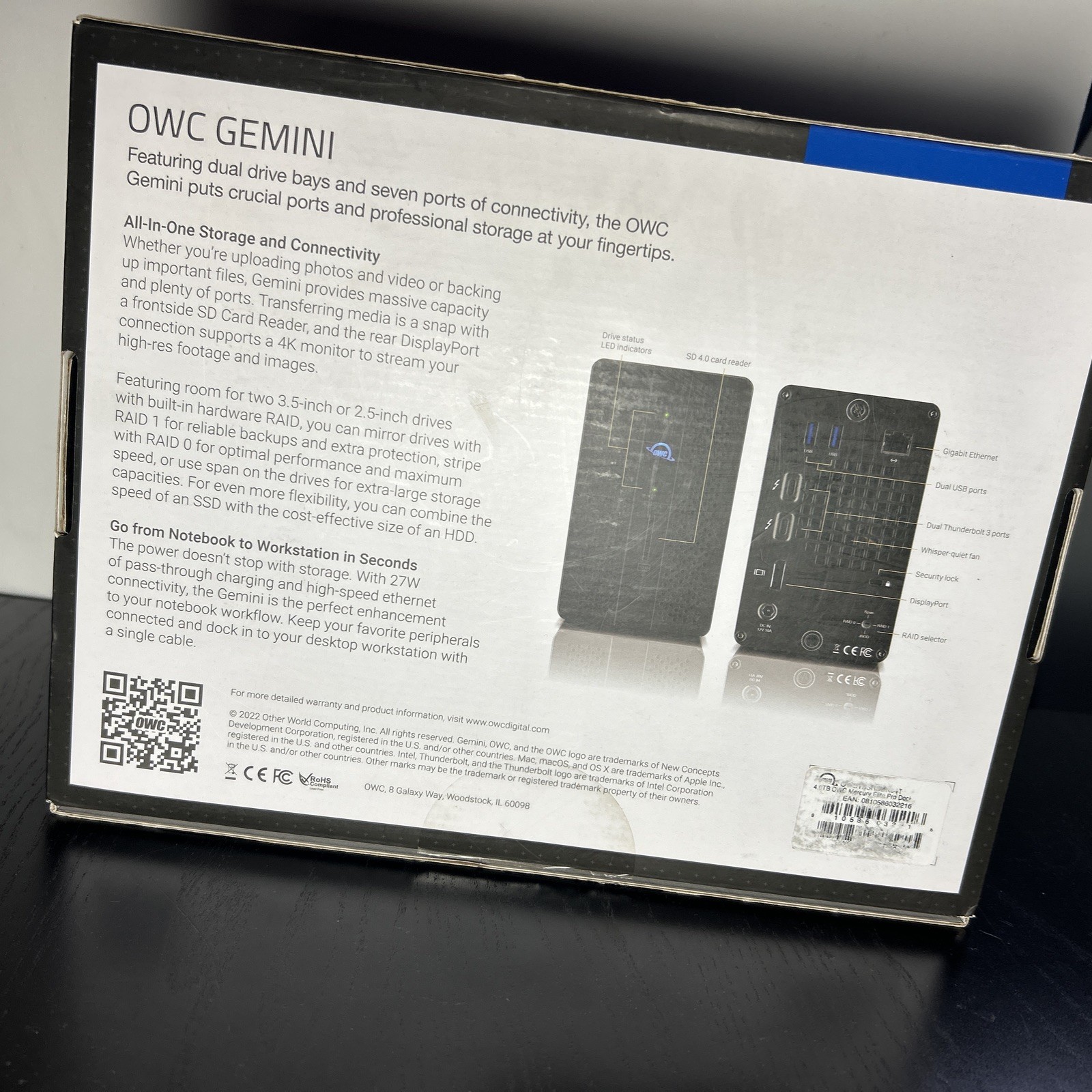 4TB OWC Gemini Dual Drive Bay RAID Array Thunderbolt (USB-C) 3 Docking Station