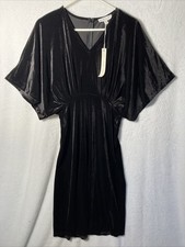 She + Sky Black Velvet Empire Waist Dress Womens Medium Holiday Party Goth NWT