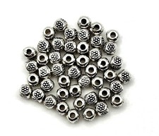 4MM TIBETAN STYLE ANTIQUE SILVER SPACER BEADS FOR JEWELRY MAKING 50 PCS