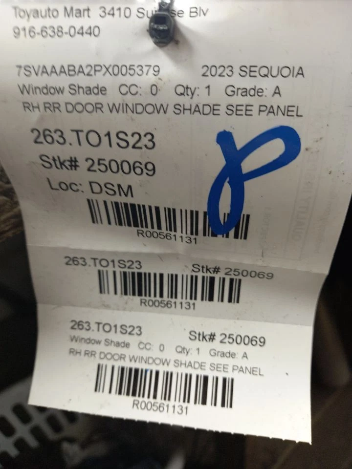 23 TOYOTA SEQUOIA DRIVER TRASEIRO ESQUERDO QUARTO JANELA SOMBRA 65980-0C020 - Imagem 4 de 4