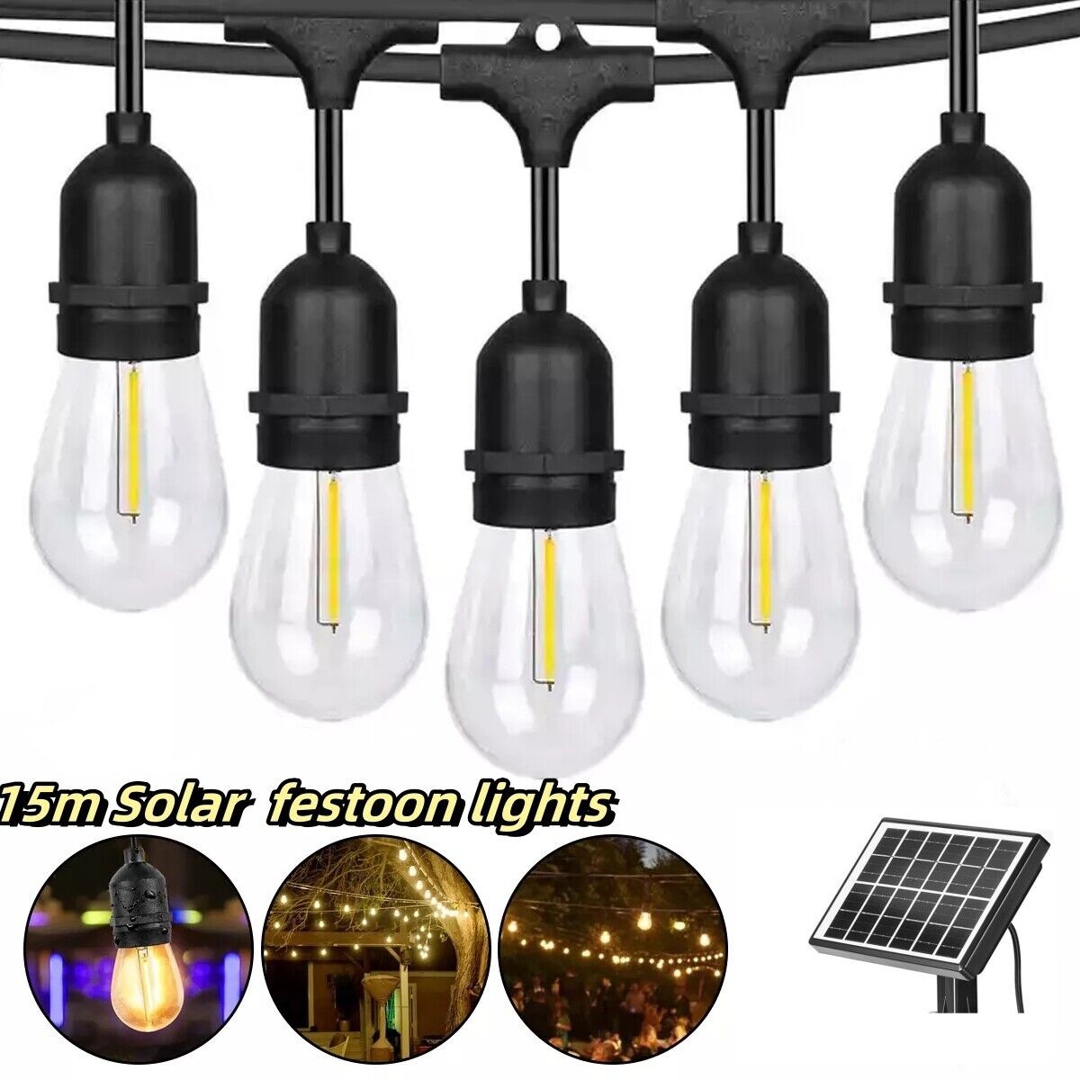 20m Solar Festoon Lights Outdoor Garden Party 20+1 LED String lamp Waterproof AU — image 13