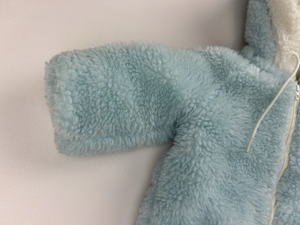 VTG 1960s 1970s Sno-Set by Wonderalls Baby Jacket 12 Mos Blue Fuzzy Hooded Coat - Image 4 of 4