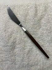 Vtg Epic Flatware 1 Butter Knife Faux Wood Handles Canoe Japan MCM