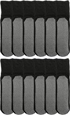 12 PK Loose Fit Gripper Diabetic Slipper Black Socks,Hospital Sock WOMENS 9-11 