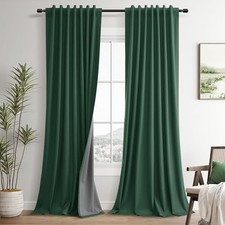 Linen 100 Blackout Curtains for Living Room 90 52"W x 90"L Pack of 2 Green