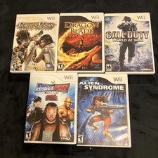 5 Wii T/M Games - WWE, AlienSyndrome, PrincePersia, DragonBlade, CallofDuty -CIB