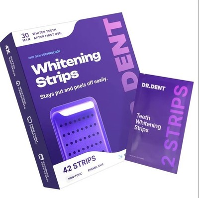 DRDENT Purple Teeth Whitening Strips - 7/21 Whitening Sessions - Safe for Enamel
