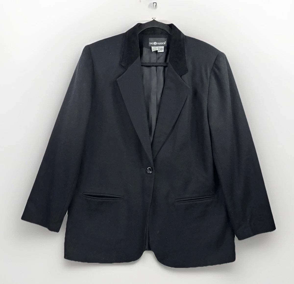 Blazer Femme Noir Sag Harbor Avec Bordure Velours - Taille 8, Occasion Très Bon état