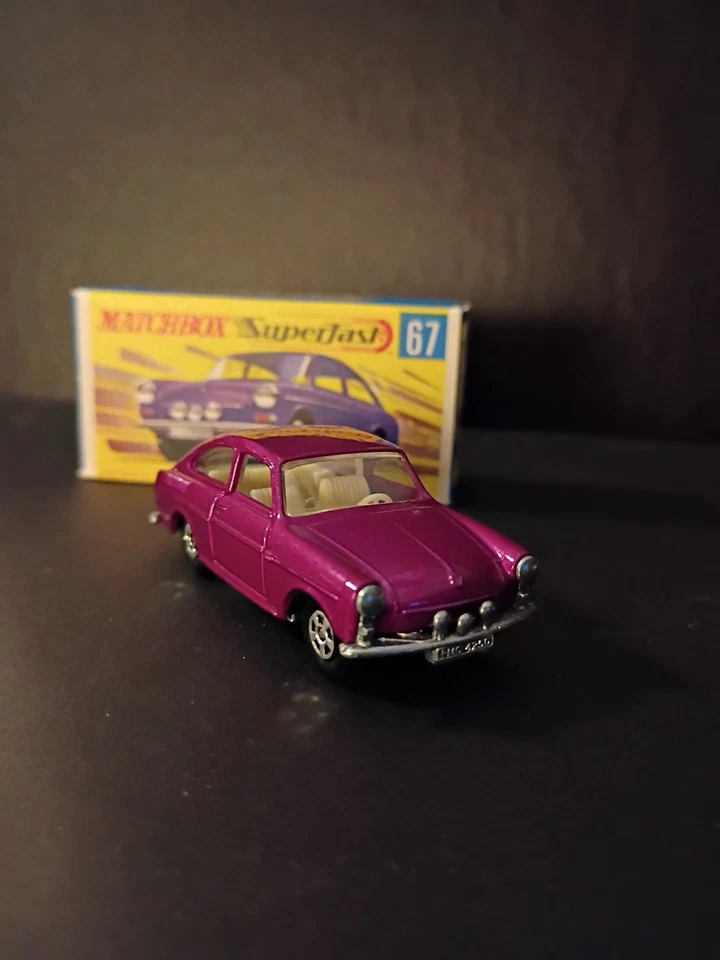 Caja de cerillas SF #67 Volkswagen 1600TL púrpura oscuro nítida original tipo F Foto 2 de 4