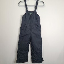 Vintage Kids 6X-7 LL Bean Black Insulated Snow Bibs